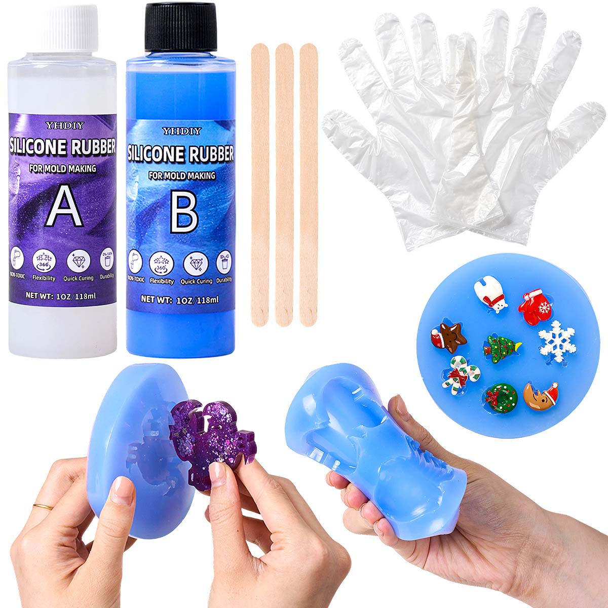 Soap Making Liquid - ชุดทำแม่พิมพ์ซิลิโคนขนาด 118 มล./296 มล. สำหรับงานหล่อเรซิ่น ขี้ผึ้ง