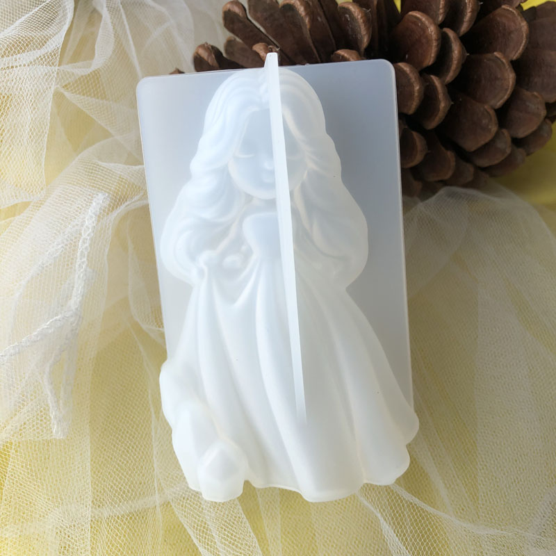 Soap Making Silicone Molds - 3D น่ารักเจ้าหญิงซิลิโคนเทียนแม่พิมพ์ Angel สาวสบู่เรซิ่นพลาสเตอร์ทําแม่พิมพ์ DIY มนุษย์ช็อกโกแลตเบเกอรี่เครื่องมือตกแต่งบ้านของขวัญ