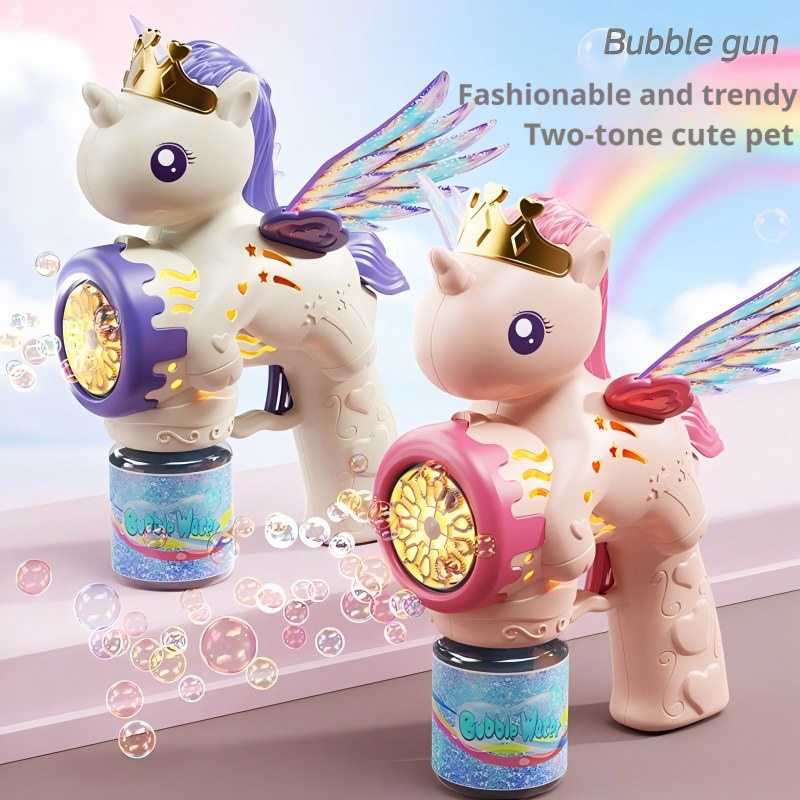 Soap Making Cold Process - ปืนยิงฟองสบู่ไฟฟ้ารูปม้ายูนิคอร์น ปี 2026 สีสันสดใส พร้อมไฟ ของเล่นเป่าฟองสบู่อัตโนมัติสำหรับงานปาร์ตี้กลางแจ้งในฤดูร้อน