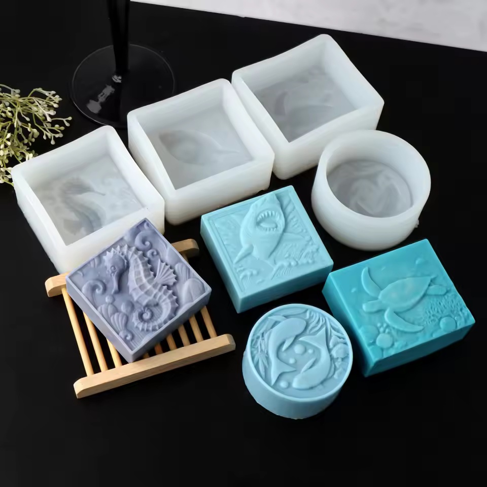 Soap Making In Home - แม่พิมพ์สบู่ซิลิโคนรูปม้าน้ำ 3 มิติ DIY แม่พิมพ์เทียนรูปเต่าทะเล ฉลาม
